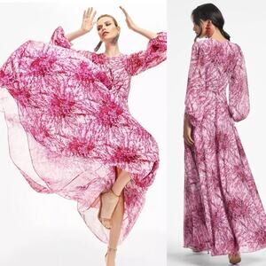 Sachin & Babi Aria Long Sleeve Beaded Sequin Dress Pink Gown Size 0 New